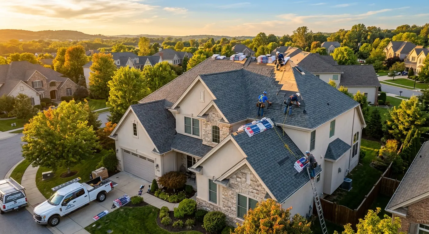 Roofing professionals at work